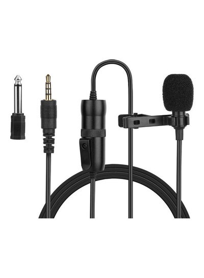 Buy Lavalier Clip-On Microphone With Adapter Black in Saudi Arabia