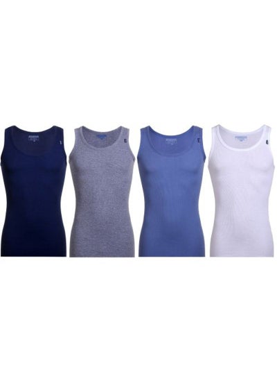 Buy 4-Piece Cotton Sleeveless Tank Top Undershirts Set Multicolor in Egypt