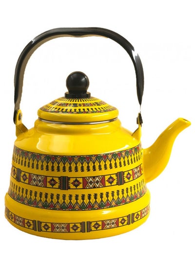 Buy Traditional Design Enamel Kettle Yellow in Saudi Arabia