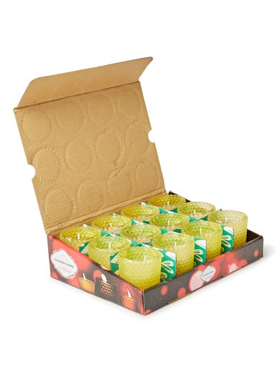 Buy 12-Piece Luxury Jar Scented Candle Set Yellow 6 x 5.5cm in UAE