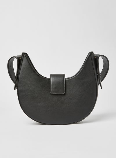 اشتري Faux Leather Structured Shoulder Bag أسود في السعودية