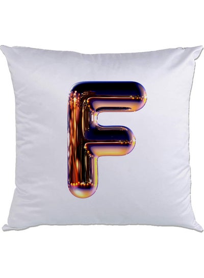 Buy Night Chrome Letter F Printed Cushion polyester Multicolour 40 x 40cm in UAE