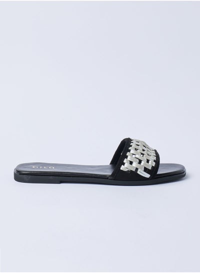 Buy Criss-Cross Strapped Slip-On Flat Sandals Multicolour in UAE