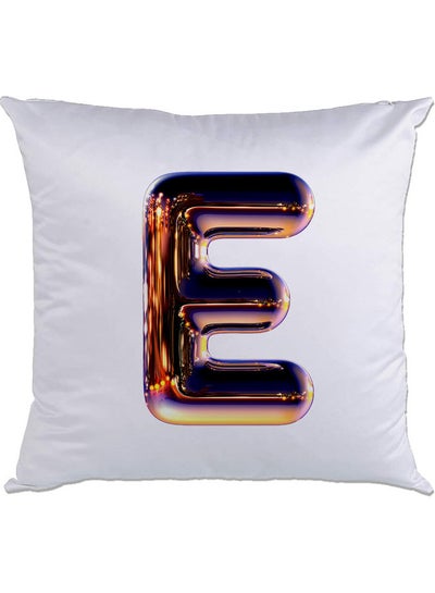 Buy Night Chrome Letter E Printed Cushion polyester Multicolour 40 x 40cm in UAE
