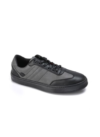 Buy Casual Leather Fashion Sneakers For Men Black in Egypt