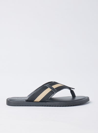 Buy Casual Striped Pattern Flat Sandals Black in UAE