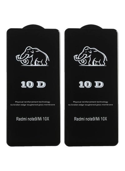 اشتري لاصقات حماية للشاشة 10D من الزجاج لهاتف شاومي ريدمي نوت 9 وشاومي ريدمي 10X من قطعتين شفاف/ أسود في مصر