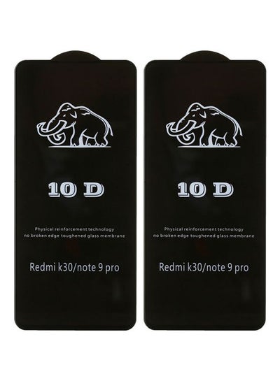 اشتري لاصقة حماية للشاشة من الزجاج 10D لجهاز شاومي ريدمي K30 وشاومي نوت 9 برو من قطعتين شفاف/ أسود في مصر