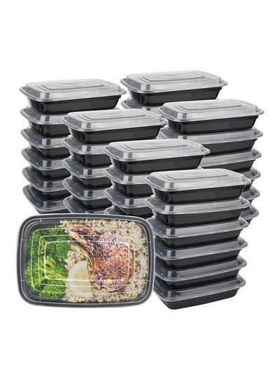 Buy 10-Piece Rectangular Disposable Food Container With Lid Black 16x22.9x5.3cm in UAE