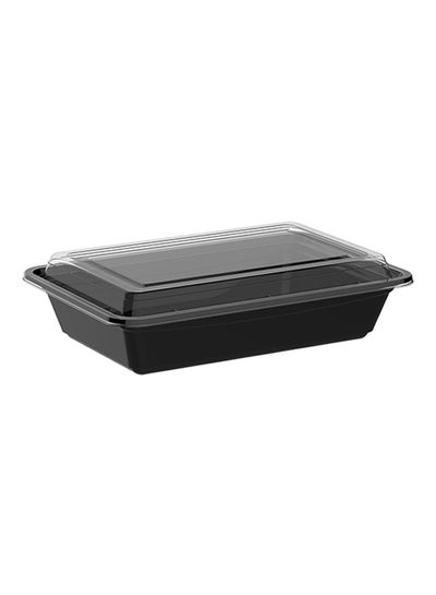 Buy 100-Piece Rectangular Disposable Food Container With Lid Black 16x22.9x5.9cm in UAE