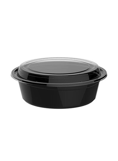 Buy 25-Piece Round Disposable Food Container With Lid Black 13x18x8.5cm in UAE