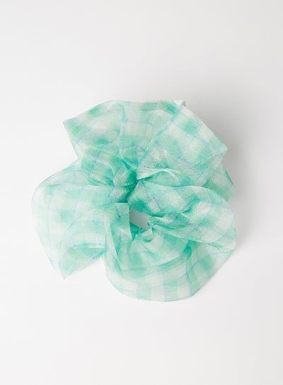 Buy Checkered Oversize Scrunchie Jade Lime in Saudi Arabia