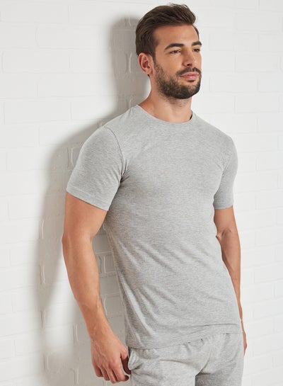 Buy Cotton T-Shirt and Shorts Pyjama Set Grey in Egypt