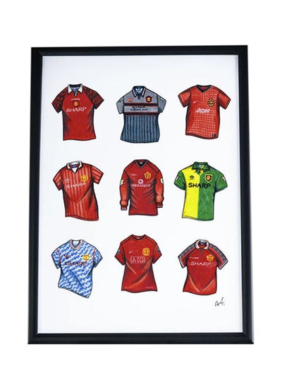 Buy Manchester United Classic Jersey Themed Poster With Frame Multicolour 50x40cm in UAE