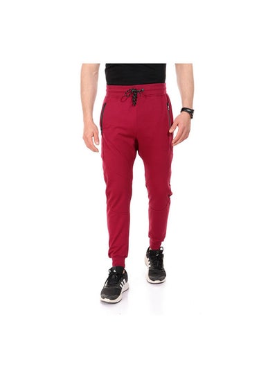 Buy Zipped Pockets Slip On Sweatpants With Hem - Wine Anaby in Egypt