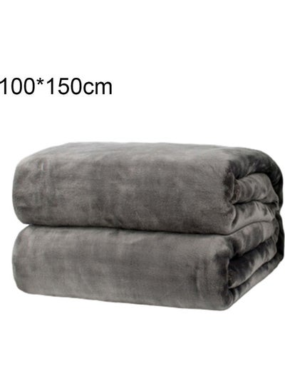 Buy Soft Warm Solid Colour Blanket polyester Dark Grey 100 x 150cm in Saudi Arabia