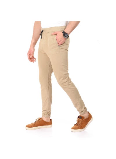Buy Side Zipped Pockets Dark  Pants Beige in Egypt
