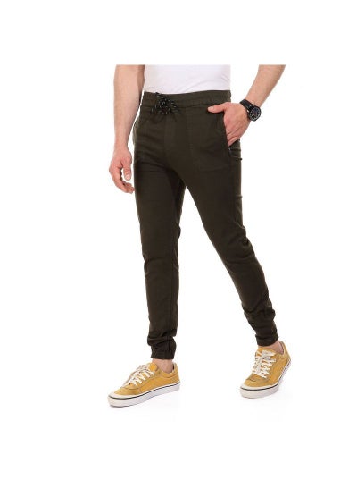 Buy Side Zipped Pockets Pants Olive in Egypt