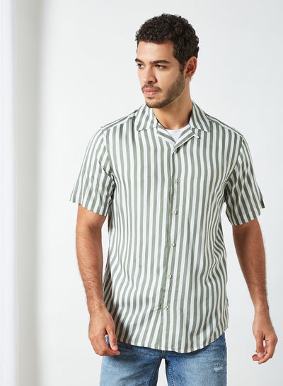 Buy Wayne Striped Shirt Hedge Green in Saudi Arabia