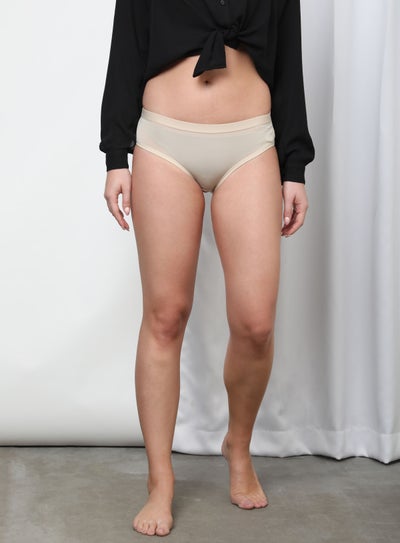 Buy Solid Pattern Bikini Bottom Beige in Saudi Arabia