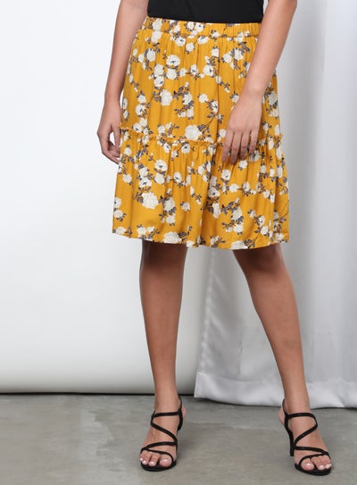 Buy Floral Pleated Skirt Yellow Aop in Saudi Arabia