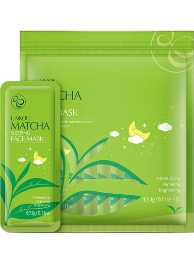 Buy 15-Piece Matcha Sleeping Face Mask Green 45g in Saudi Arabia