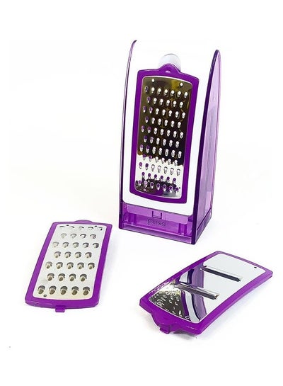 Buy 3-Piece Plastic Grater With Replacement Blade Purple/Silver/White in Saudi Arabia