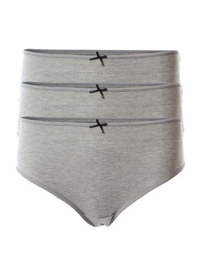 Buy Bundle OF Three Brief Smooth Cotton Hipster Panties Grey in Egypt