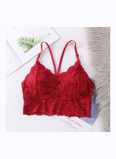 Buy Women's Comfortable Wrapped Chest Lace Top Red in Saudi Arabia