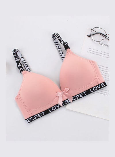 Buy Women's Fashion Letter Print Simple Slim Bra Pink in Saudi Arabia