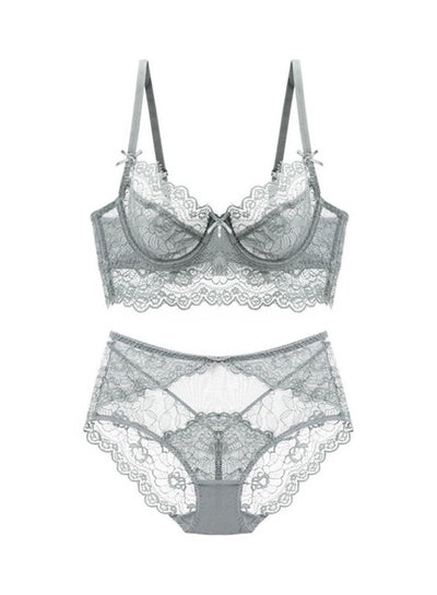 grey solid bras and panty set