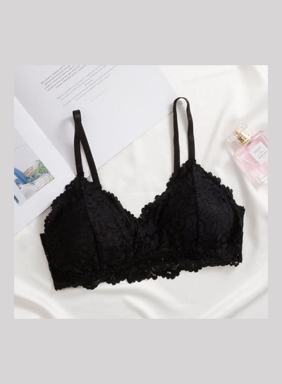 Women's Comfortable Thin Section Wrapped Chest Lace Bra Black