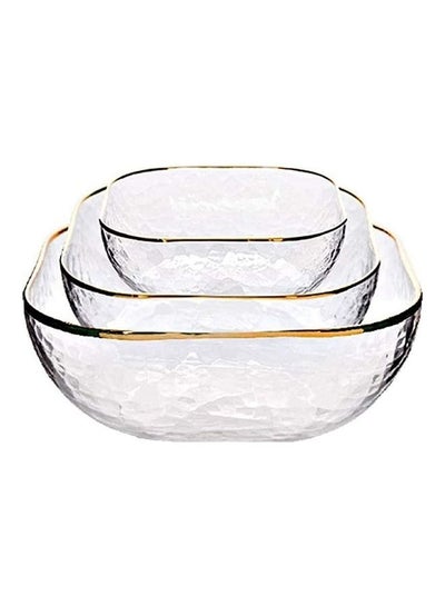 Buy 3-Piece Creative Fruit and Vegetable Phnom Penh Glass Bowl Clear/Golden 280, 550, 1100ml in Saudi Arabia