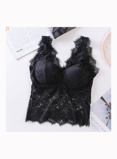 Buy Comfortable Gathering Thin Section Beauty Back Bra Black in UAE