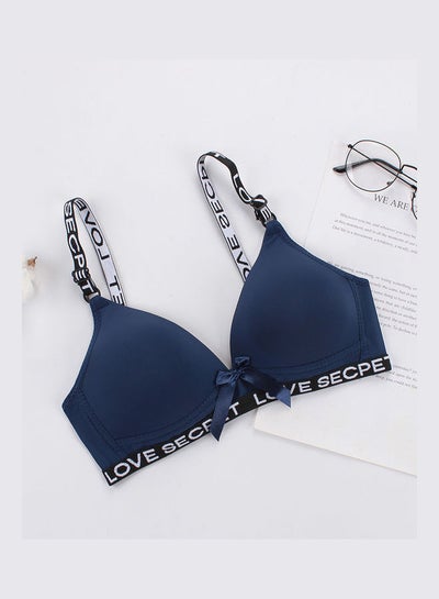 Buy Comfortable Letter Print Triangel Thin Cup Bra Blue in UAE