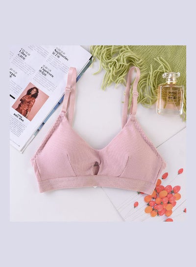 Buy Women Triangle Thin Double Breasted Bra Pink in UAE