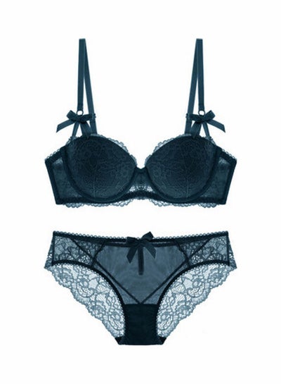 Buy Womens Beauty Back Bra Panty Set Prussian Blue in Saudi Arabia