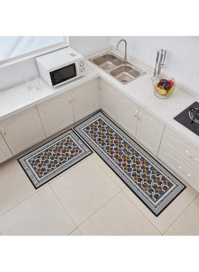 Buy 2-Piece Kitchen Floor Mat Multicolour in Saudi Arabia