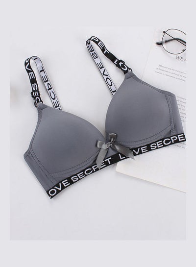 Buy Womens Seamless Back Fashion Letter Print Bra Grey in Saudi Arabia