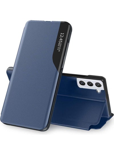 اشتري Smart Flip Case Cover With Translucent Window For Samsung Galaxy S21 5G Blue في السعودية