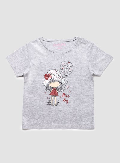 Buy Baby Girls Round Neck Short Sleeve T-Shirt Salt White in UAE