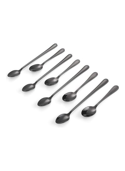 Buy 8-Piece Long and Short Handle Coffee Tea Spoon Grey in UAE