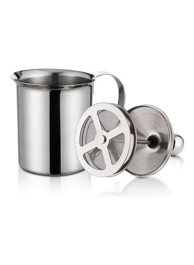 Buy Stainless Steel Double-Layer Filter Manual Foamer With Lid Silver in UAE