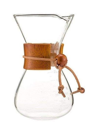 Buy Pour Over Glass Coffee Carafe with Wood Sleeve Clear/Brown in UAE