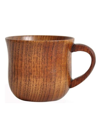 Buy Wooden Coffee Tea Cup with Handle Brown in Saudi Arabia