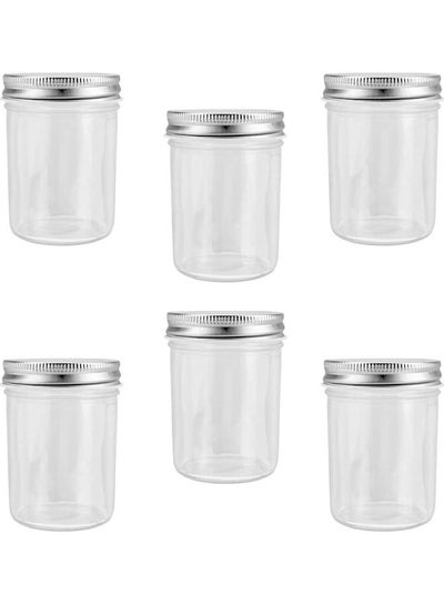 Buy 6-Piece Glass Jar Set Clear/Silver in UAE