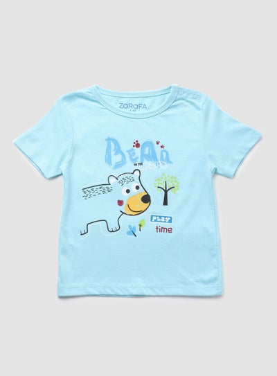 Buy Baby Boys Round Neck Short Sleeve T-Shirt Blue in Saudi Arabia