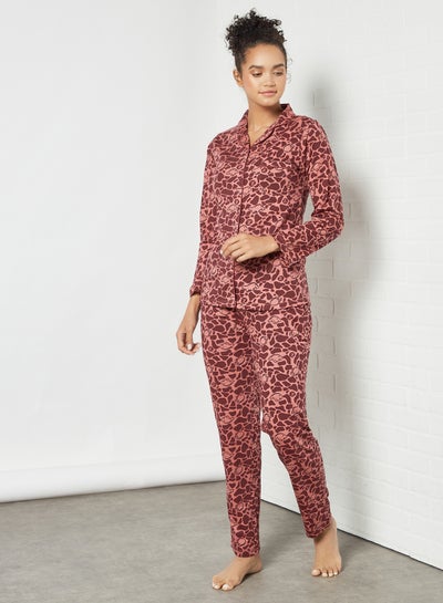 Buy Printed Pyjama Set Sundried Tomato in UAE