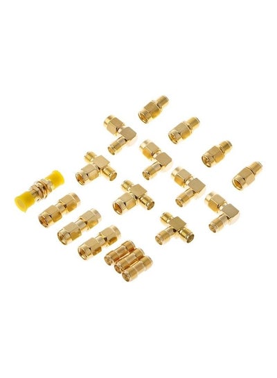 Buy 18-Piece SMA Male Female Connector Kit Gold in Saudi Arabia