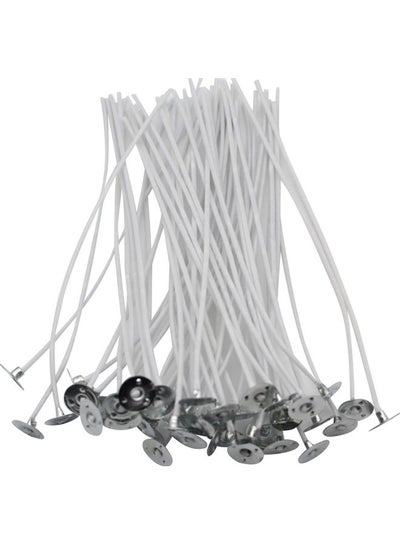 Buy 50-Piece Pre Waxed Wicks Candle White/Silver in Saudi Arabia